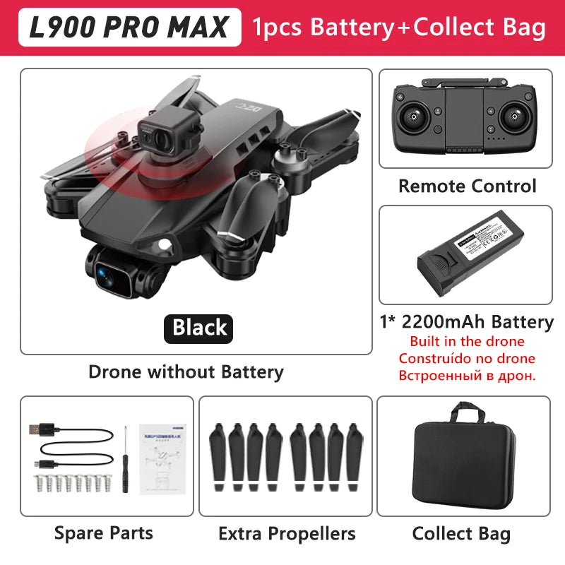 طائرة LYZRC L900 PRO GPS بدون طيار 4K احترافية عالية الدقة بكاميرا مزدوجة 5G WIFI محرك بدون فرشاة FPV طائرة رباعية المراوح قابلة للطي للتصوير الجوي