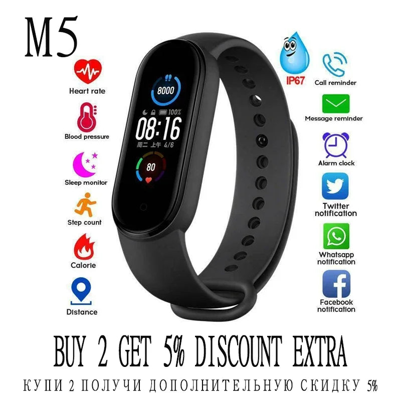 M5 Fitness Smart Watch Band Heart Rate Blood Pressure Sport Smartwatch for IOS Step counter Podometro cuenta pasos Pedometer