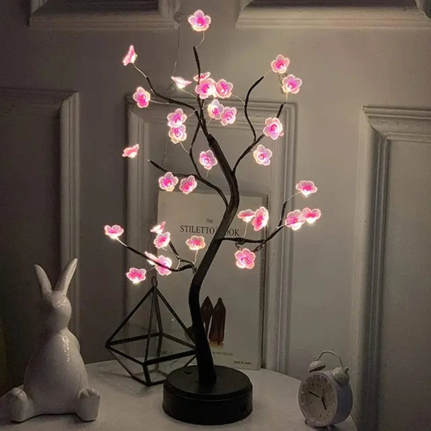 Exquisite Beautiful Battery Powered Cherry Blossom Bonsai Tree Night Light - Stunning Decorative Artificial Tree Light for Creat