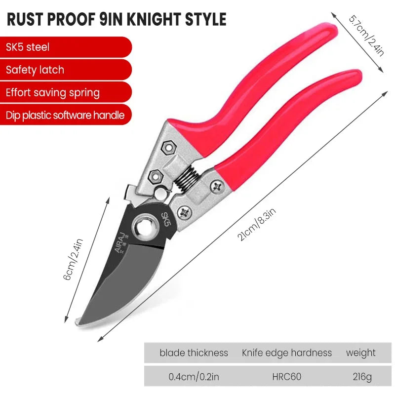 AIRAJ 1pc Multifunctional Pruning Shear Garden Tools Heavy Duty Ultra Sharp Hand Pruners, Professional Garden Scissors Jardinage