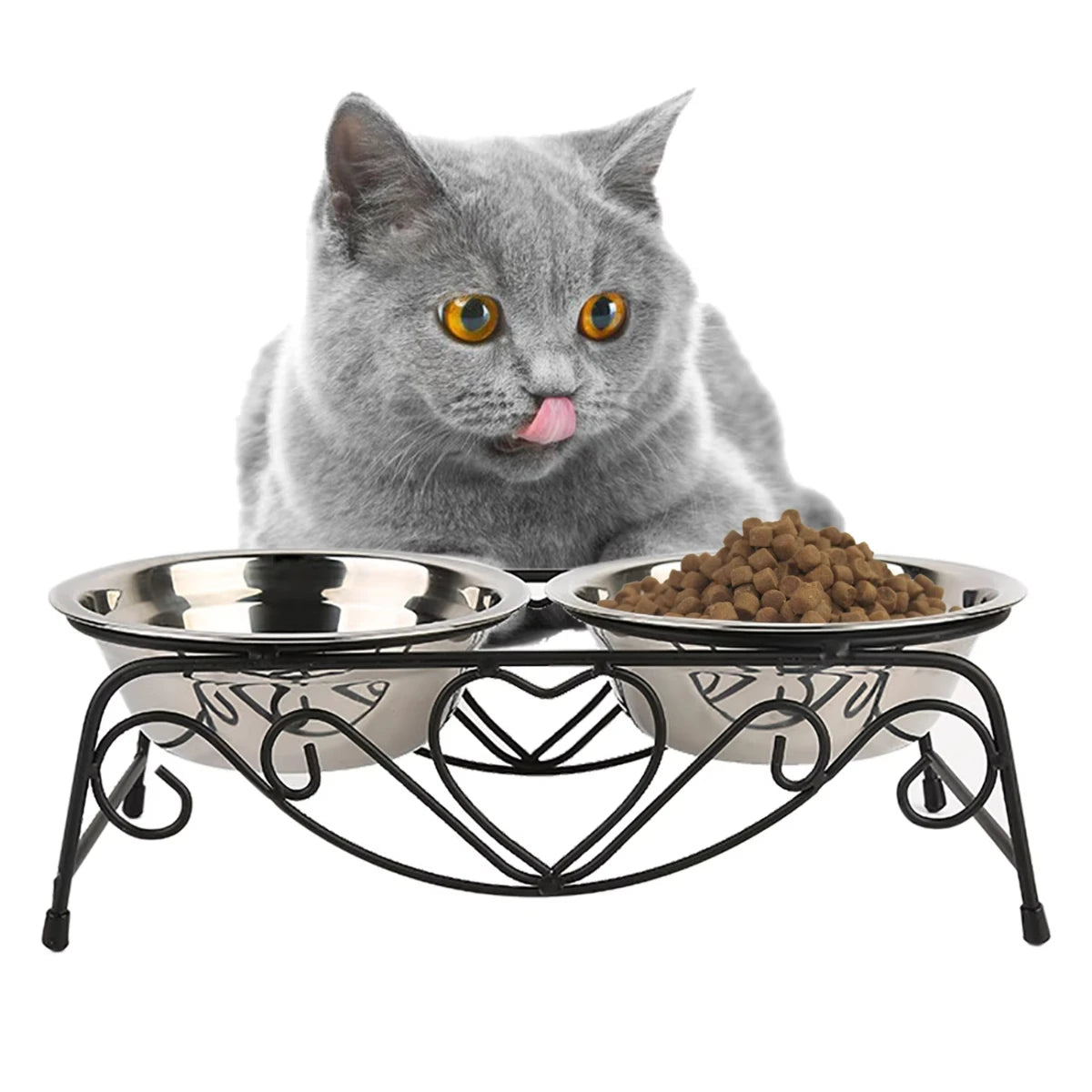 Feeding Bowl Cat Raised Double Feeding Bowl With Raised Stand Pet Ideal  Cats And Small Dogs  Pets Dog feeders Cat bowls ceramic