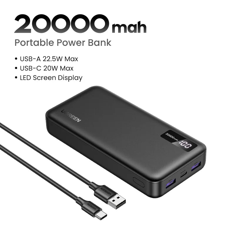 UGREEN 22.5W Power Bank Fast Charge 10000mAh Portable PowerBank for iPhone 15 Pro Max Xiaomi Huawei Phone External Battery PD20W