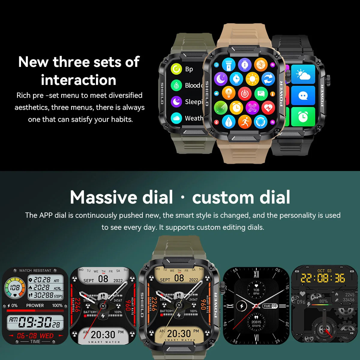 Men Smart Watch Military Healthy Monitor AI Voice Bluetooth Call Fitness Waterproof Sports Smartwatch for IOS Android Phone 2024