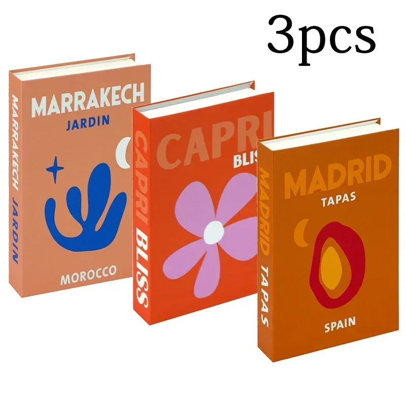 3Pcs Fashion Fake Books Living Room Decoration Designer Books Coffee Table Ornaments Club Hotel Room Villa Prop Books Decoration