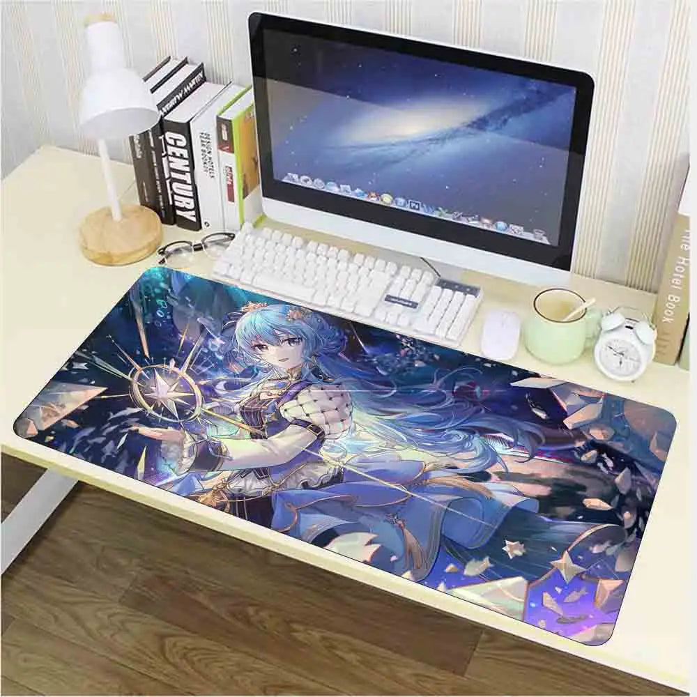 Large Mouse Pad Hoshimachi Suisei Anime Computer Notebook Mouse Mat Non-slip Keyboard Desk Pad Hololive Gaming Setup Accessories