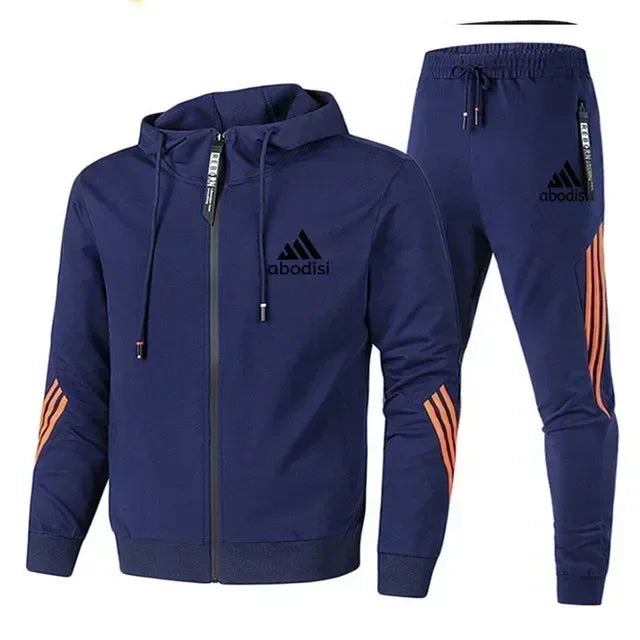 2025 Purchase new fashion sports men's zipper hoodie and casual sweatpants two-piece sweatshirt men's outdoor travel suit set