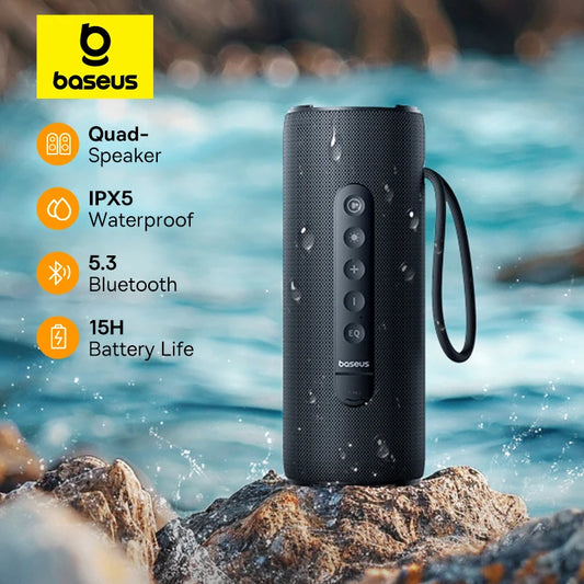 Baseus AeQur VO20 Portable Camping Speaker Bluetooth 5.3 Bass Sound box 15-Hour Playtime Wireless Mini Outdoor Speakers IPX5