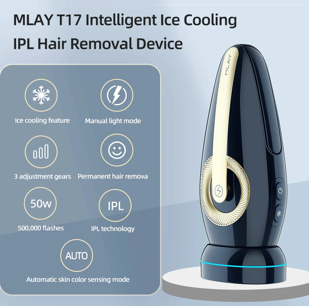 Mlay T17 Laser Hair Removal Mlay IPL Hair Removal ICE Cold Epilator 9999999 Flashes Face Intelligent Skin Color Recognition