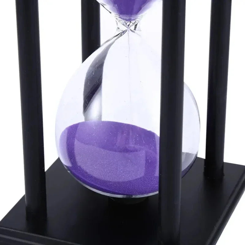 60 Minutes Wooden Black Frame Four Pillar Hourglass Children Do Homework Timer Creative Fall-Proof Sand Clock Home Decorations