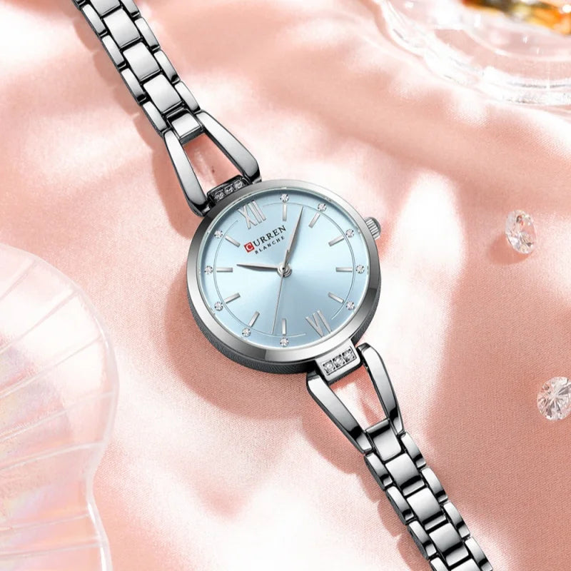 CURREN 9092 Quartz Watches Women Elegant Bracelet Stainless Steel Strap Rhinestone Fashion Ladies Simple Watch Gifts reloj mujer