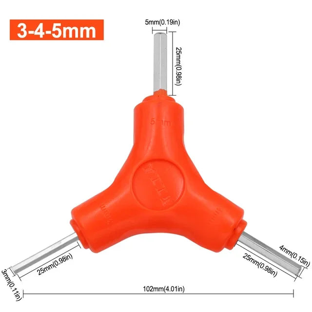 مجموعة مفاتيح سداسية ثلاثية التوائم 3 في 1 مقاس 2.5/3/4/5/6/8 مم، أدوات يدوية من الفولاذ الكربوني، أدوات صيانة الدراجات، مفتاح ربط كهربائي