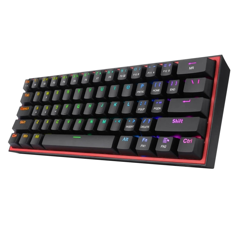 REDRAGON K616 Fizz Pro RGB Bluetooth Keyboard Wireless USB 2.4G Three Mode Red Switch 61 Key PC Gaming Mechanical Keyboard