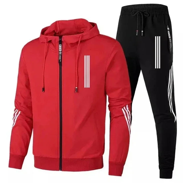 2025 Men's Hoodies+Pants Sets Triple Slant Hoodie Jacket Sport Zipper Tracksuits Sports Jogging Male Fitness Clothing Two Piece