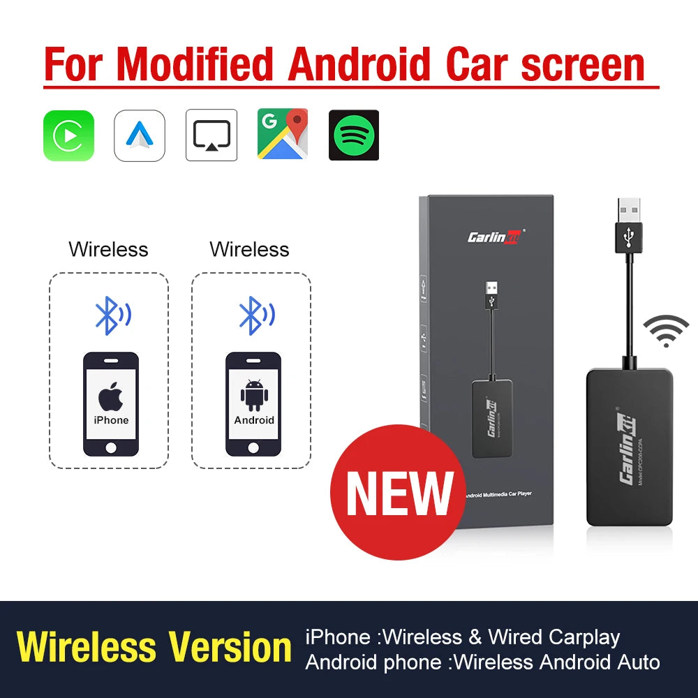 تخفيضات ساخنة على CarlinKit USB Wireless&amp;Sالكابل CarPlay Dongle Android Auto AI Box Mirrorlink Car Multimedia Player Bluetooth Auto Connect