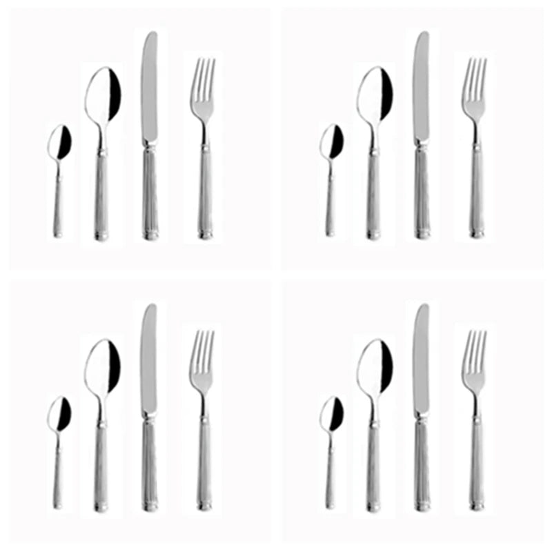 Europe Silver Luxury Fashion Cutlery Set 18/10 Stainless Steel Creativity Gift Roman Column Flatware 304 Drop Shipping