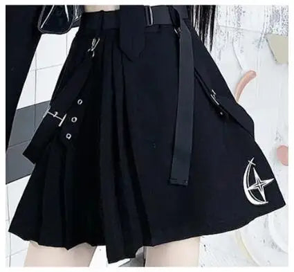 Spring Harajuku Streetwear Two-Piece Skirt Spring Oversize Punk Chain Ribbon Skirts Women 2 Piece Suit For Female