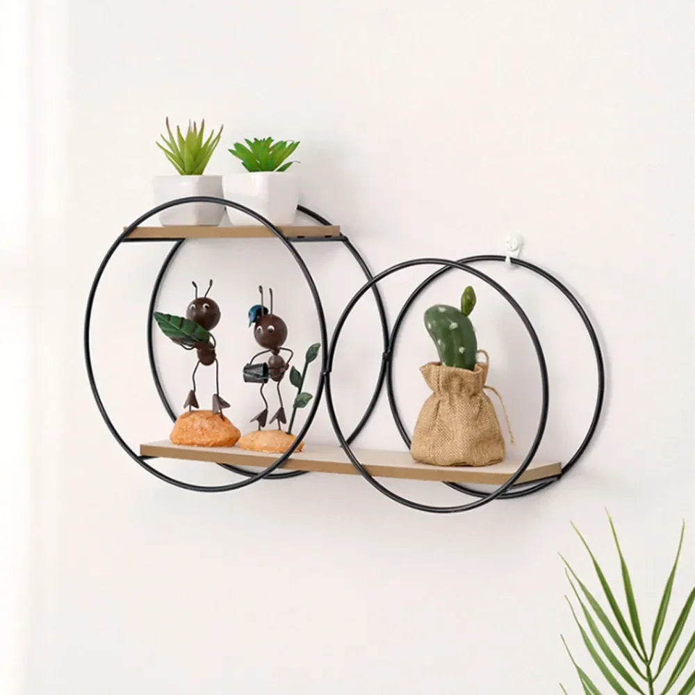 Room Rack Decoration Wall Circular Hanging Home Decor Shelves Candle Holder Aesthetic And Supports Wooden Teen Living Floating