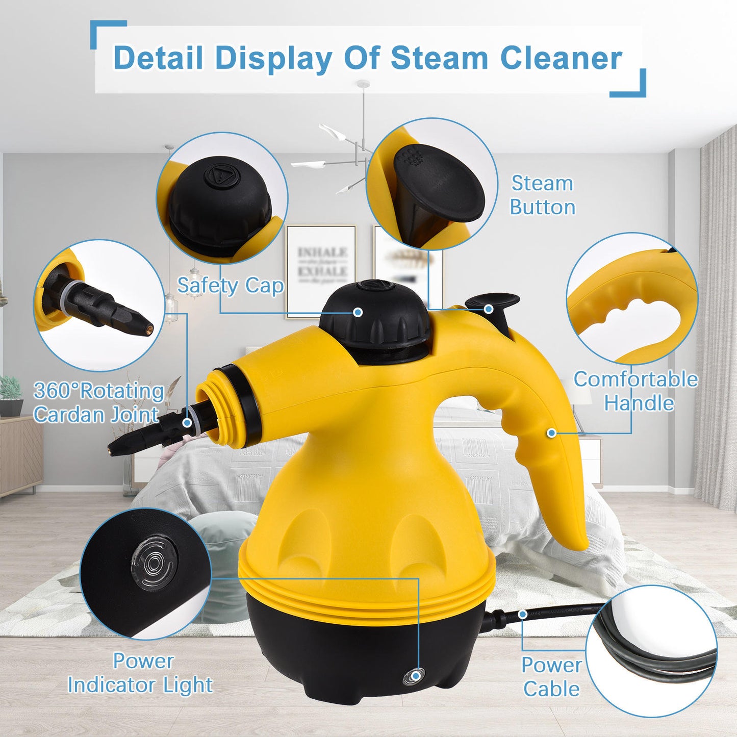 High Pressure Steam Cleaner, Portable Mini Steam Cleaner for Home Kitchen, Multifunctional High Temperature Pressure Steam Cleaner Machine with 9 Pcs Accessories for Kitchen, Car, Window